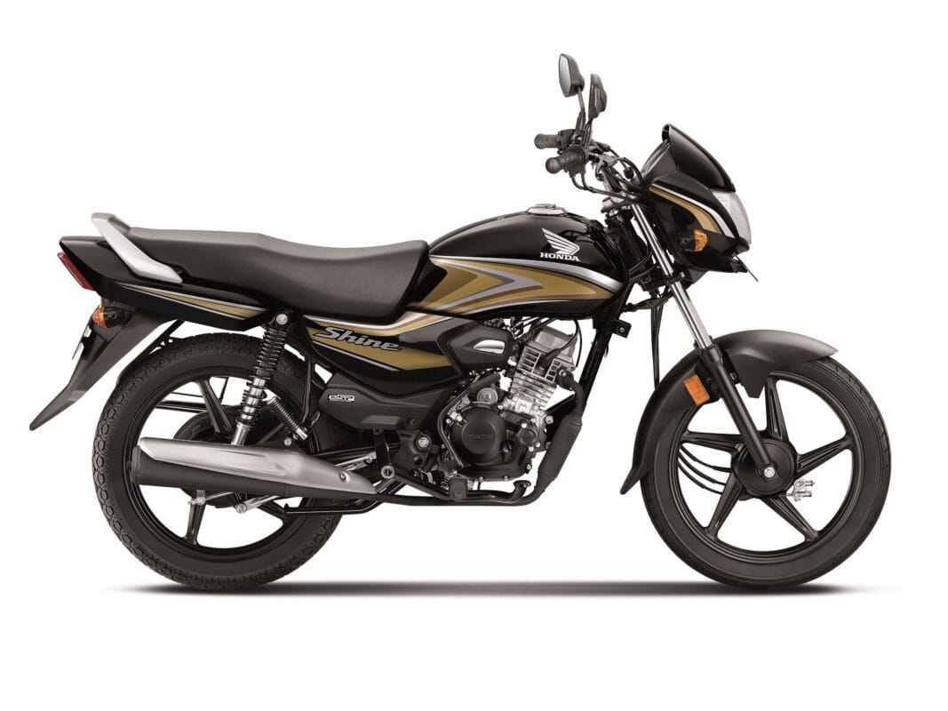 honda shine 100 black with gold 1