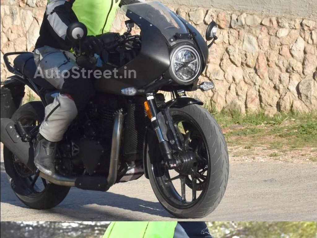 triumph thruxton 400 spied rear view